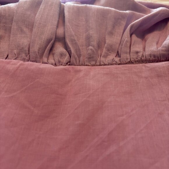 PINTUCK PLEAT WIDE RUFFLE HEM MINI LINEN  DRESS LILAC SIZE MEDIUM - Picture 8 of 11